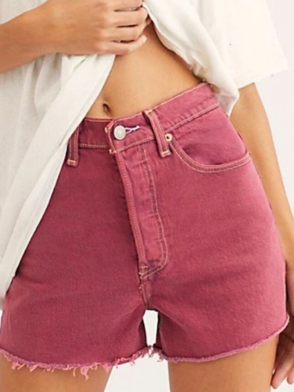 Levi's Red washed Denim High-Waist Shorts